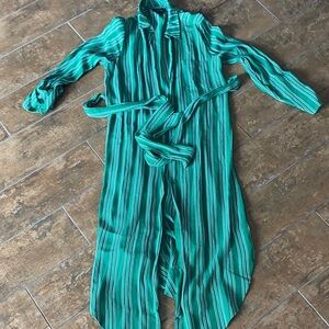 Anthropologie Maeve Green and White Striped Shirt Dress. Great condition. Size 4